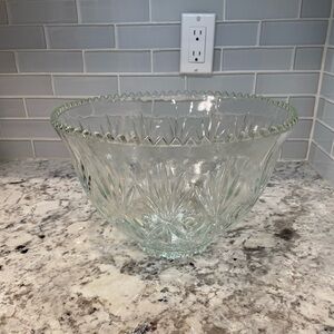 Vintage Hazel Atlas Lexington Clear Glass Punch Bowl